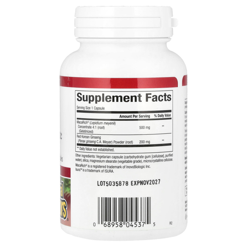 Natural Factors, Maca Rich®, концентрат маки с корейским женьшенем, суперсила, 90 вегетарианских капсул