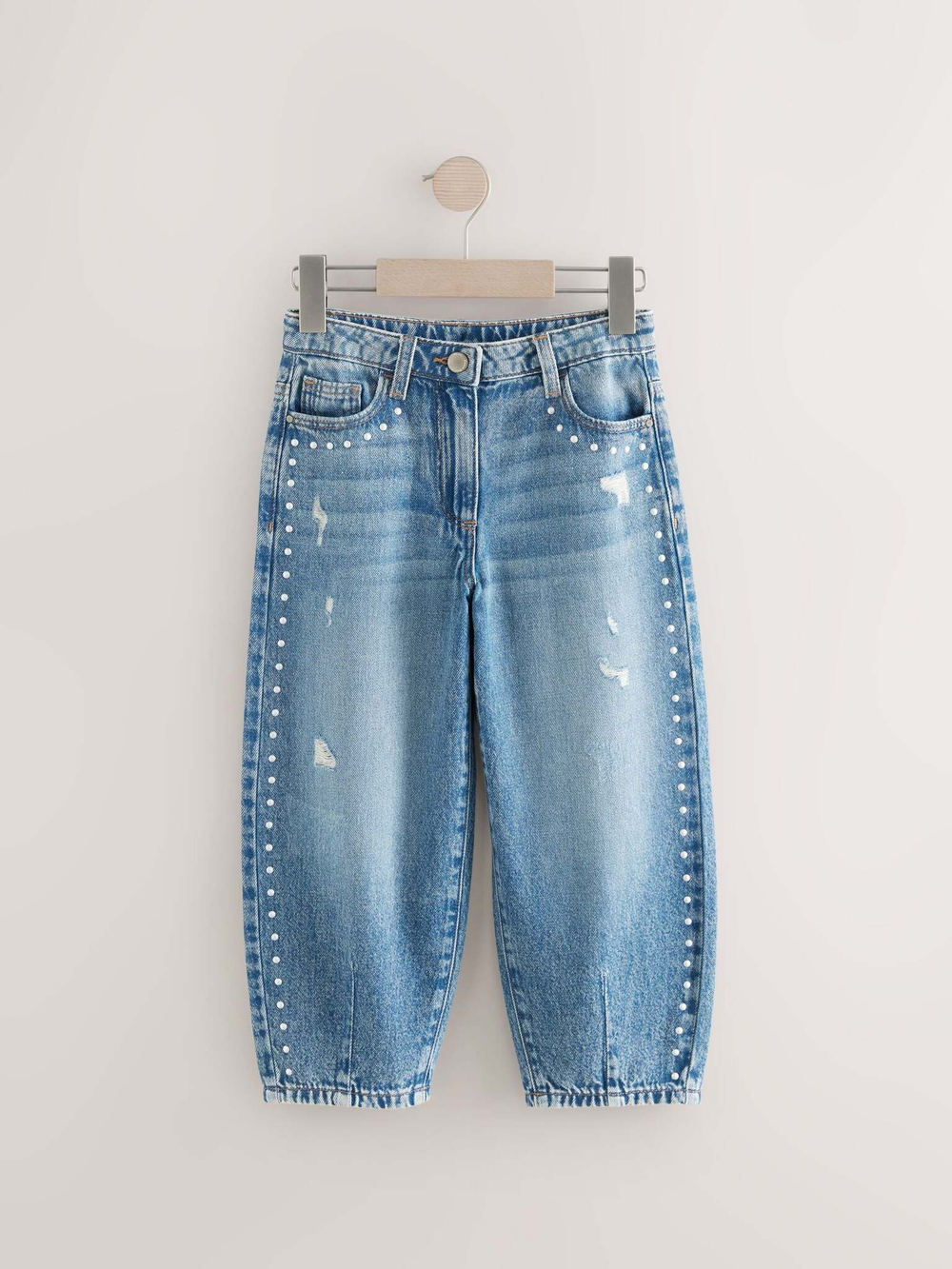 Джинсы с заклепками для девочки Next B02-937, Синий