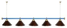 Лампа STARTBILLIARDS 5 пл. (плафоны красные,штанга красная,фурнитура золото)