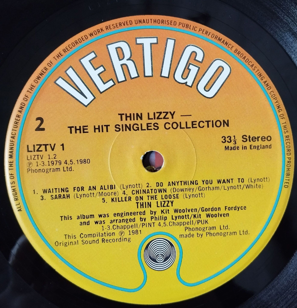 Винтажная виниловая пластинка LP Thin Lizzy The Adventures Of Thin Lizzy (The Hit Singles Collection) (UK 1981)