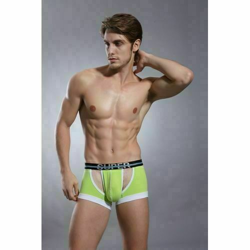 Мужские трусы боксеры салатовые с вырезами Superbody Lime Hip Boxer