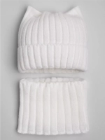 Шапка для девочки осенняя c ушками и снуд