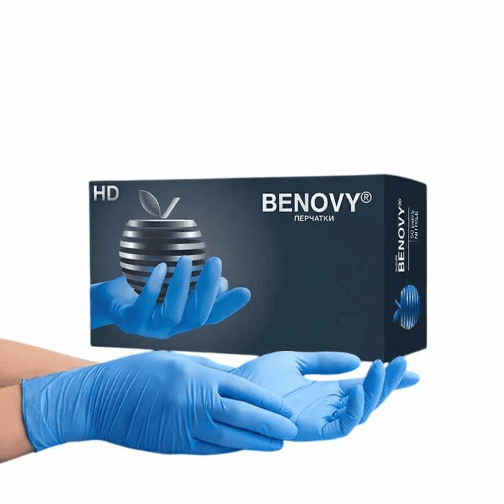 Benovy Перчатки голубые S нитриловые