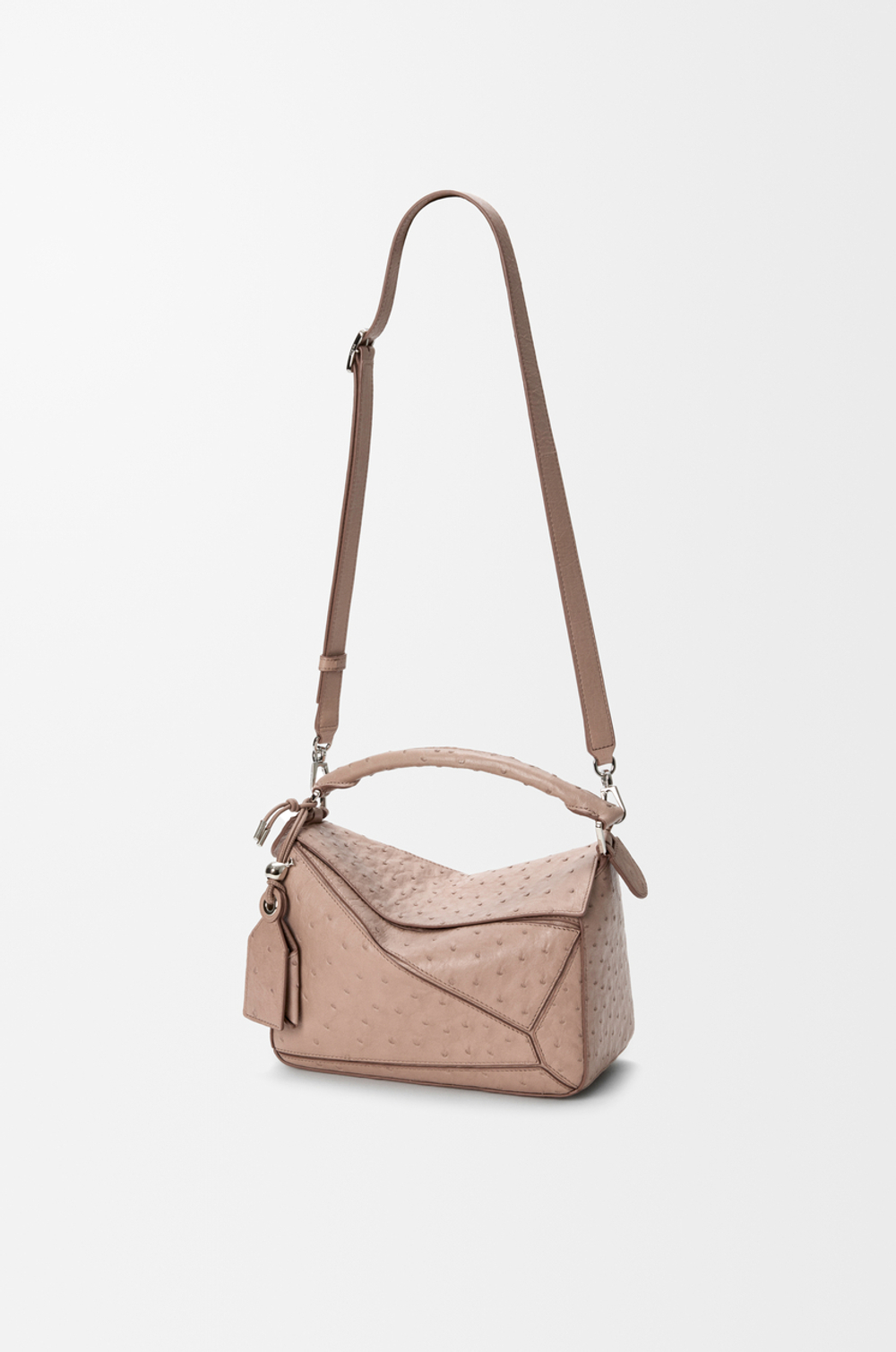 Loewe Маленькая сумка Puzzle Featherlight из страусиной кожи, серо-коричневый