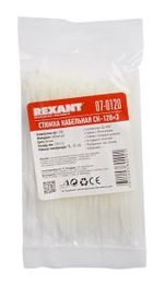 Стяжка кабельная нейлоновая 120x2,5мм, белая (100 шт/уп) REXANT
