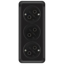 Розетка Intro Quadro 2-205-05 тройная без заземления 3х2P 16А-250В IP20 ОУ антрацит | Intro