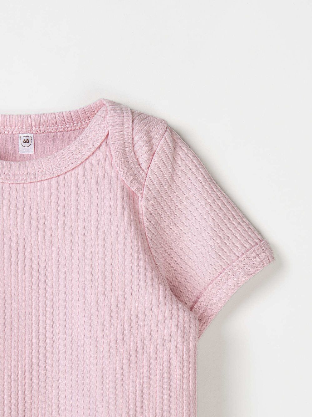 Боди с коротким рукавом "Пудра" из хлопка в рубчик 0+