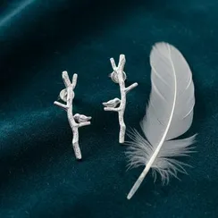 Серьги Ветка из серебра 925 пробы