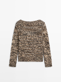 Massimo Dutti Свитер из смесового хлопка мулине, цвет верблюжьей шерсти