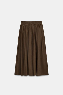 ZARA ЮБКА-НАКИДКА МИДИ, КОРИЧНЕВЫЙ