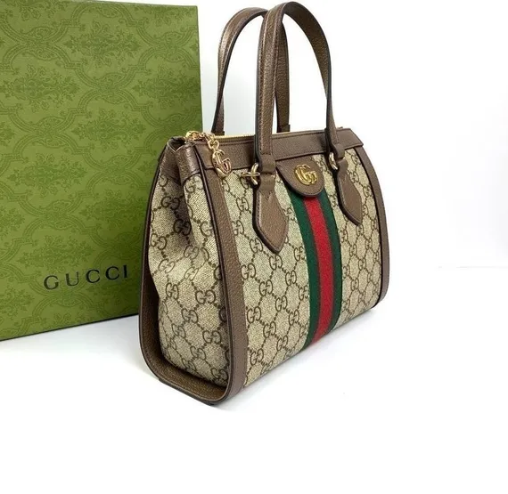 Маленькая сумка-тоут Gucci Ophidia с узором Gg