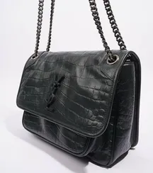Кожаная сумка через плечо Saint Laurent Niki embossed с крокодиловым тиснением