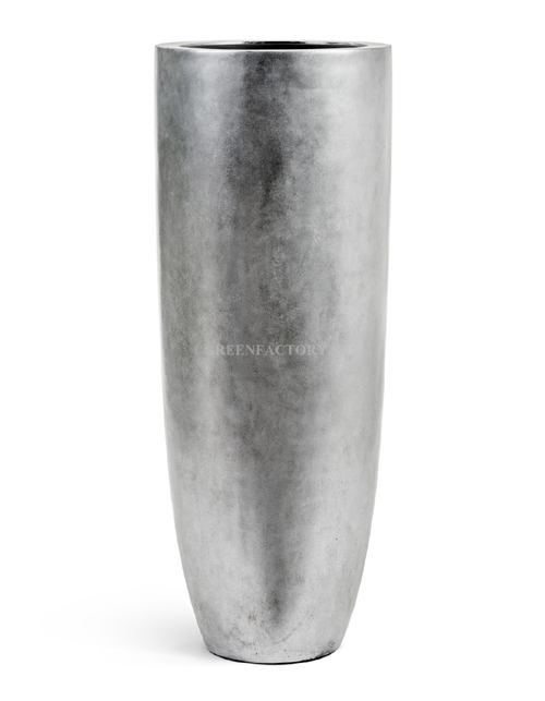 Кашпо TREEZ Effectory - Metal - Высокий конус Giant - Серебро