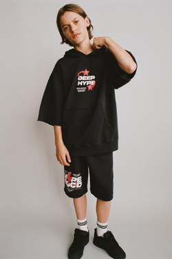 ZARA ШОРТЫ-БЕРМУДЫ С ЭФФЕКТОМ СТИРКИ И ЗВЕЗДОЙ, АНТРАЦИТОВО-СЕРЫЙ