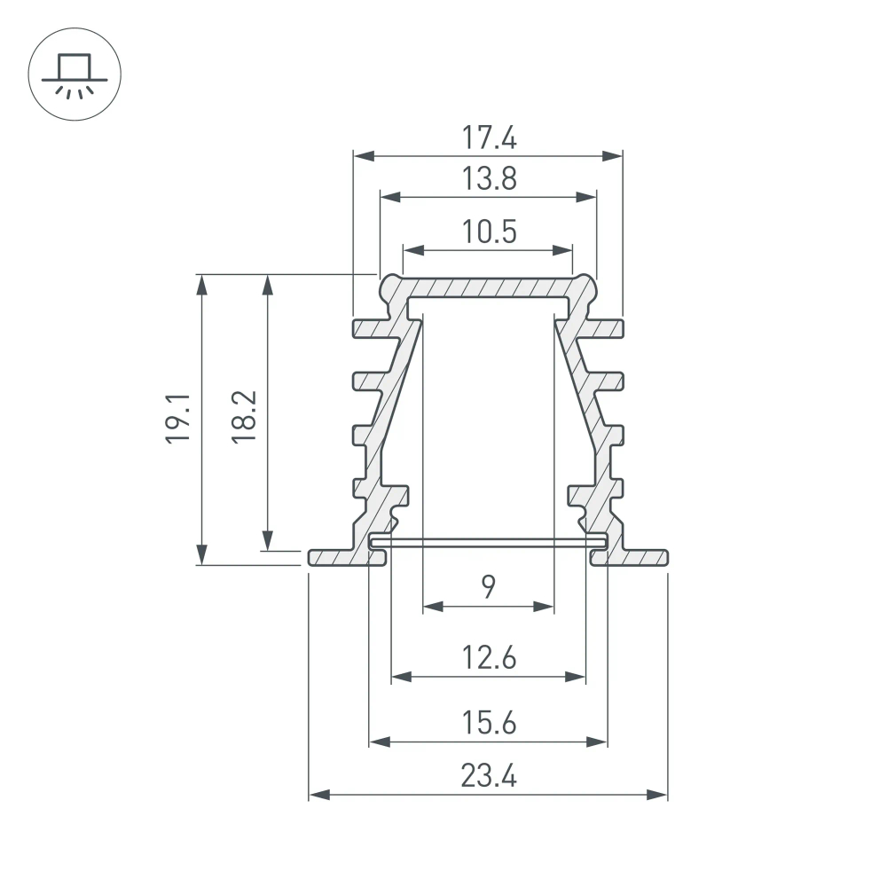 Профиль TOP-DEEP-F-2000 ANOD (K13,P15) (Arlight, Алюминий) 016971