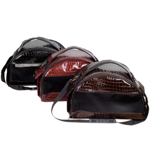 Зооник сумка - переноска (средняя) полукруглая из кожзама черная (400х210х250)