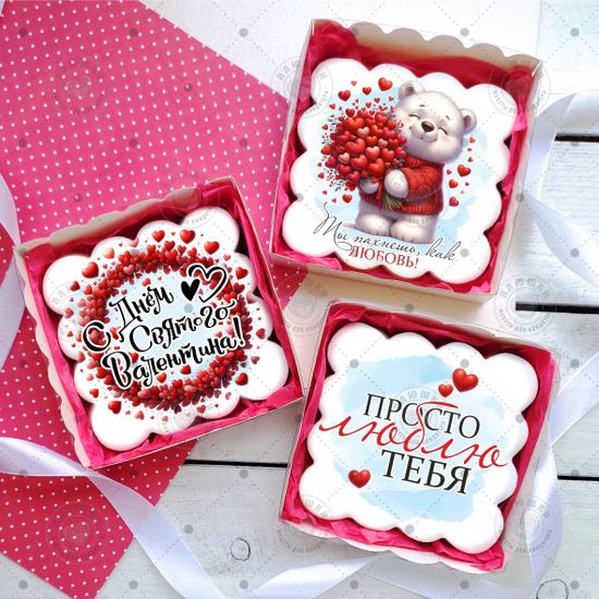 Пряник с фотопечатью в коробочке на 14 февраля