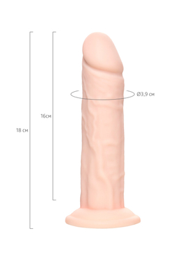 Фаллоимитатор RealStick Silicone Jared L, сайлекспан, телесный, 18 см