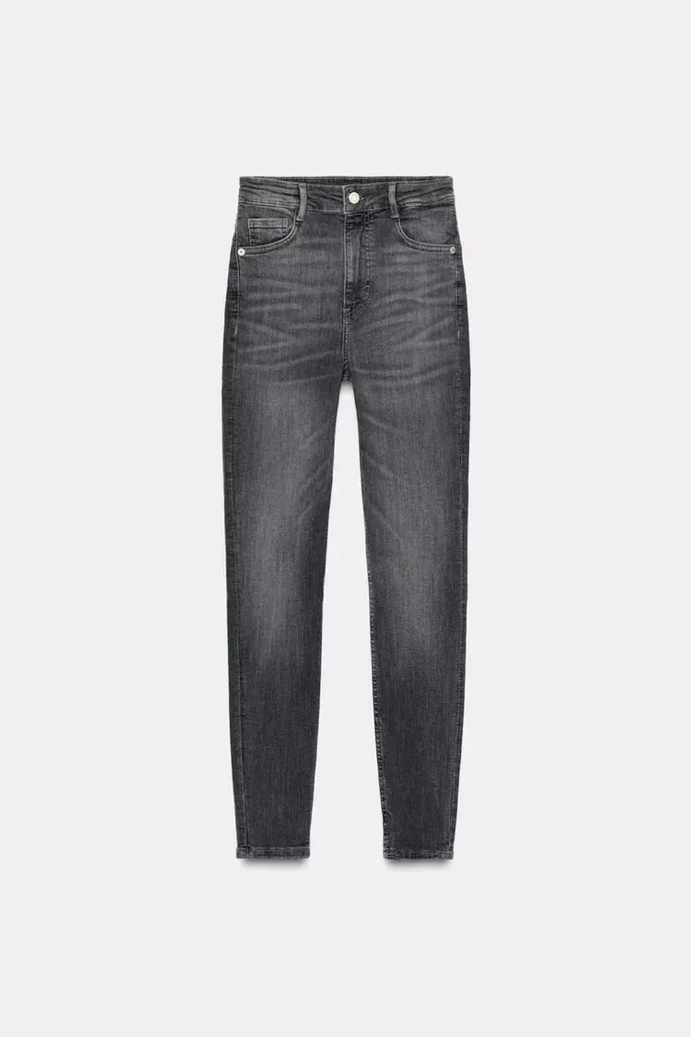 ZARA МОДЕЛИРУЮЩИЕ ДЖИНСЫ TRF С ВЫСОКОЙ ПОСАДКОЙ, АНТРАЦИТОВО-СЕРЫЙ
