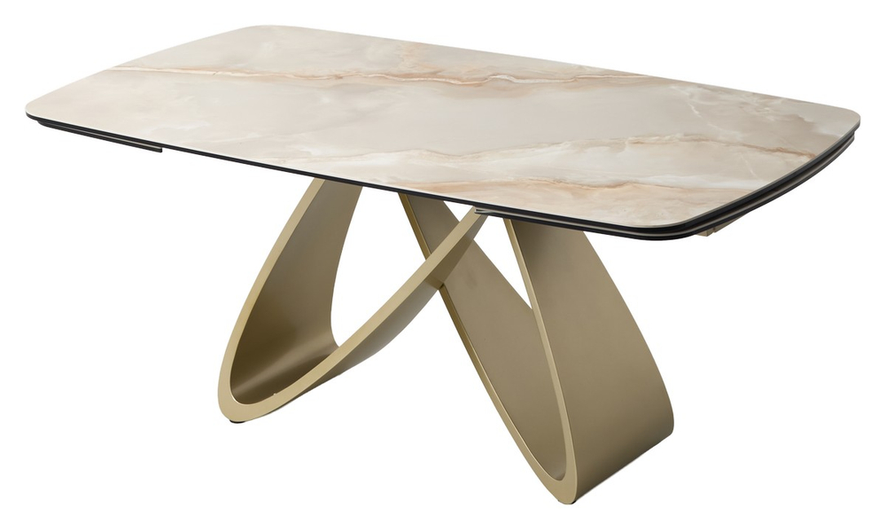 Стол PALACIO 180  GLOSS GRAND JADE,керамика на стекле/ Шампань, ®DISAUR