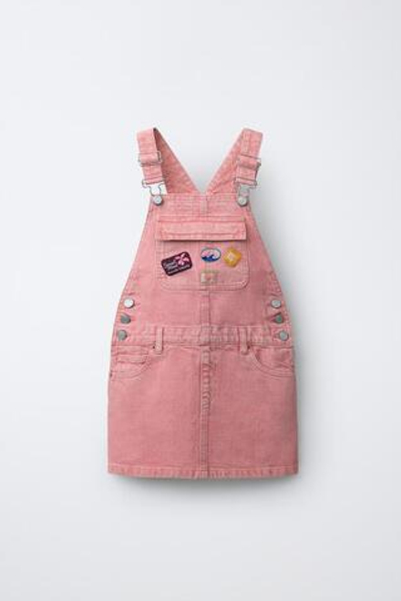 ZARA САРАФАН С НАШИВКАМИ, ЛОСОСЕВЫЙ