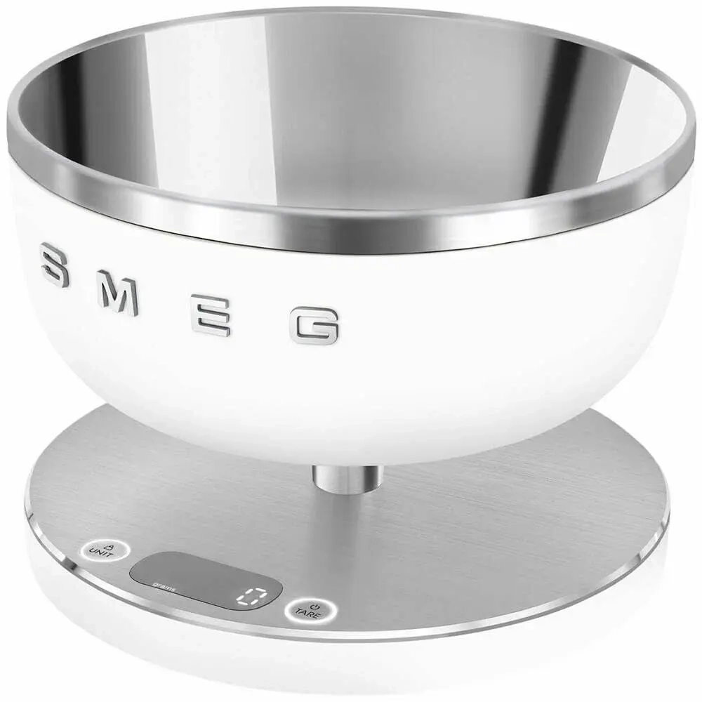 Кухонные весы SMEG, цифровые, максимальный вес 5 кг, шаг 1 г, цвет белый (KSC01WHMWW)