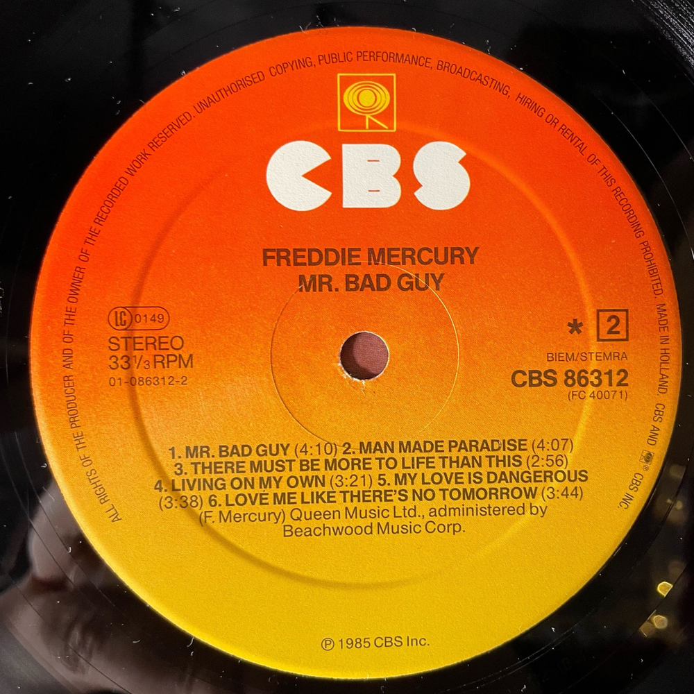 Винтажная виниловая пластинка LP Freddie Mercury Mr. Bad Guy (Нидерланды 1985) Made In Heaven