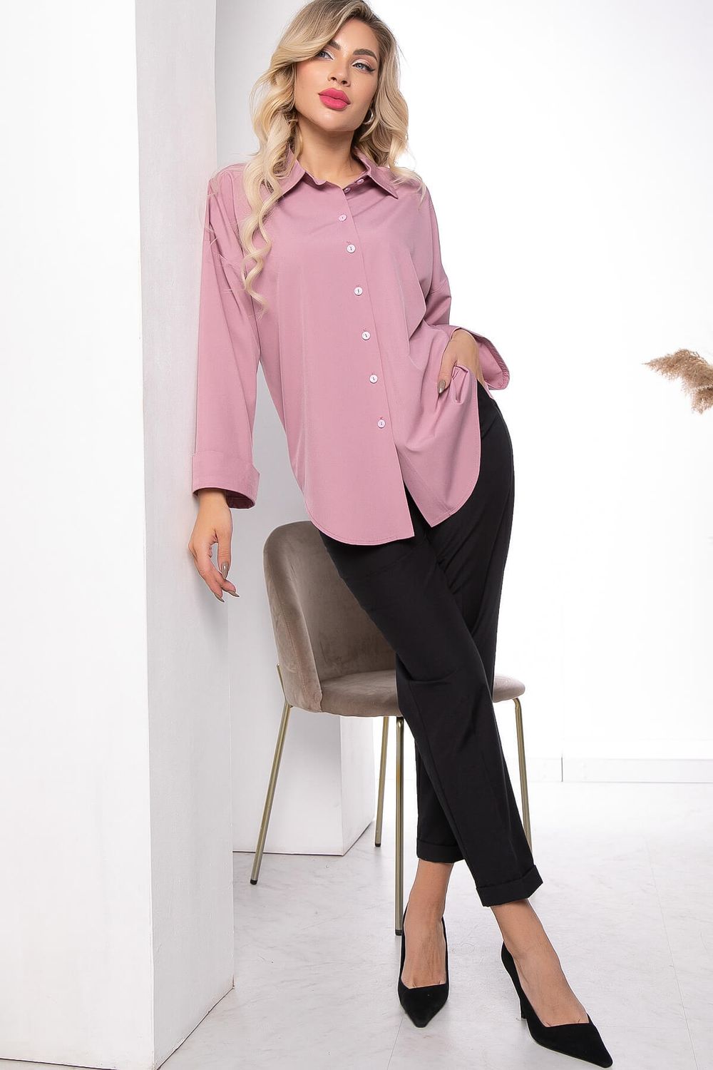 Рубашка "Каталина" (пыльная роза) Б7705 LT Collection