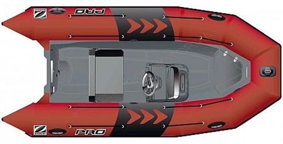 Лодка надувная ZODIAC PRO 550 ПВХ ( красно-серая )