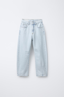 ZARA ДЖИНСЫ RELAXED BALLOON, СИНИЙ