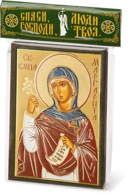 Икона "Маргарита Антиохийская (Марина)" 6х9 на МДФ-6