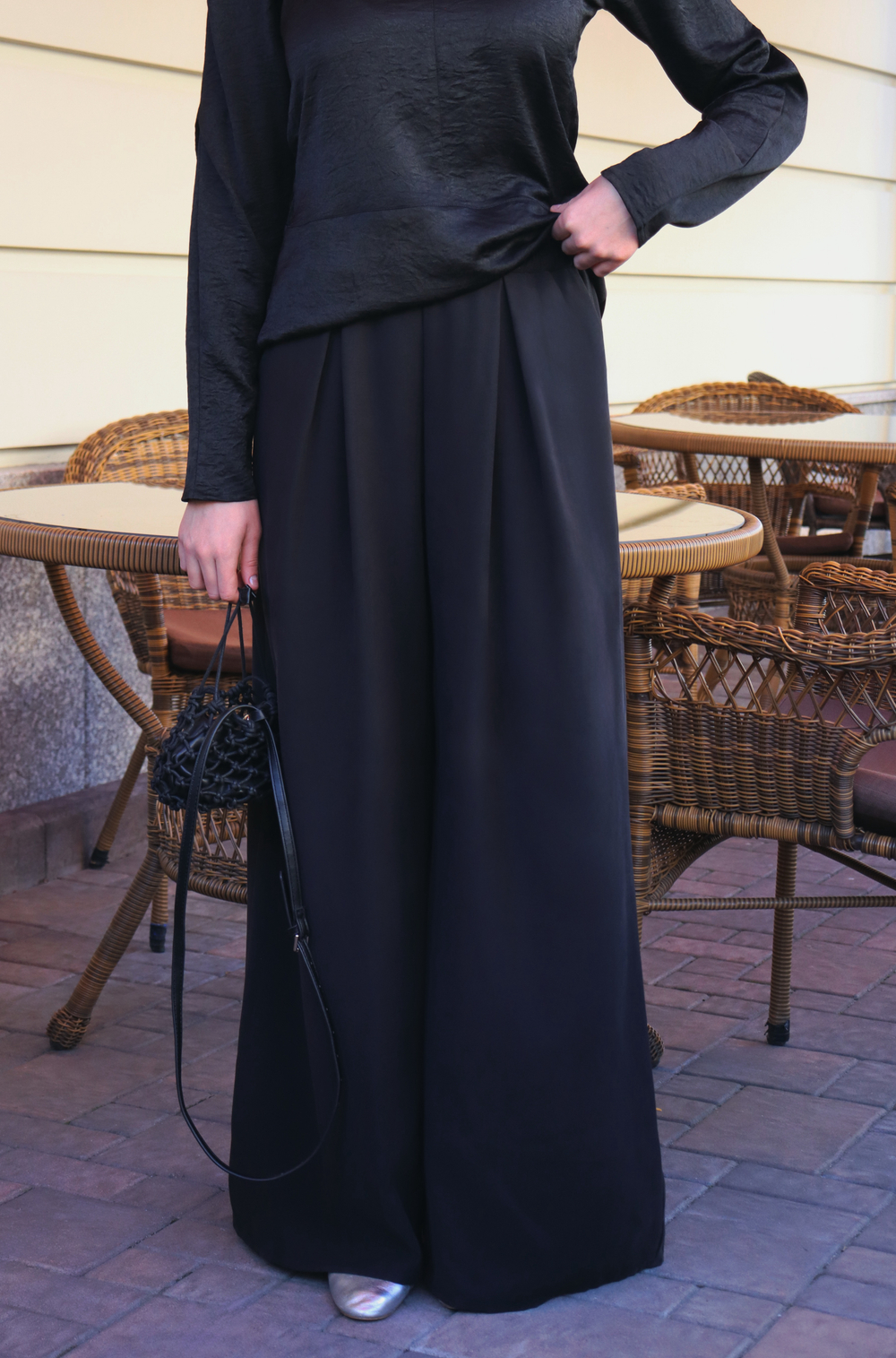 Брюки с глубокой складкой из купры