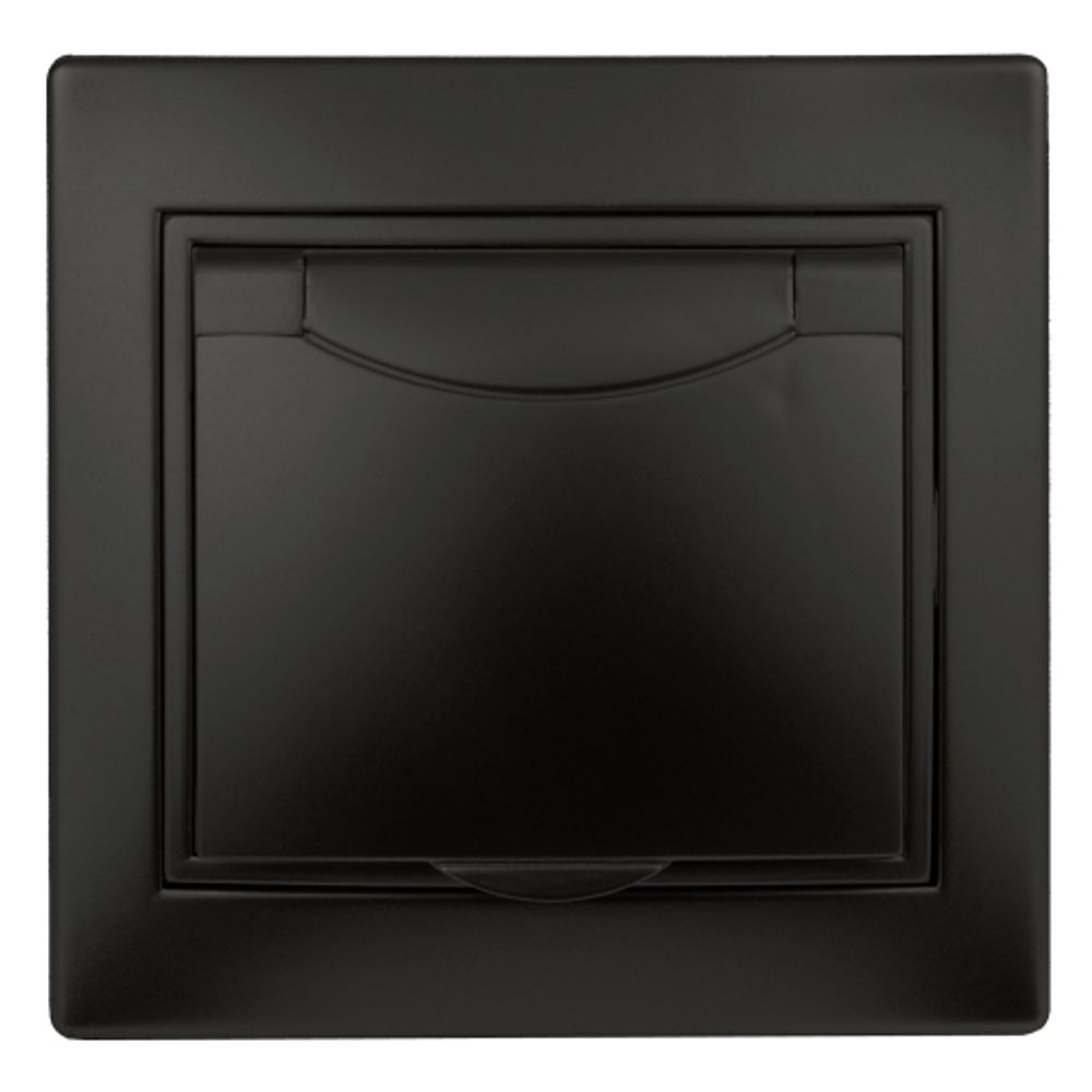 Розетка Intro Plano 1-203-05 с заземлением 2P+E Schuko с крышкой, 16А-250В, IP20, СУ, антрацит | Intro Plano Антрацит