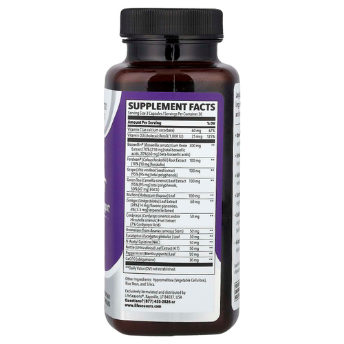 LifeSeasons, Lung Capaci-T®, поддержка дыхательной системы, 90 растительных капсул