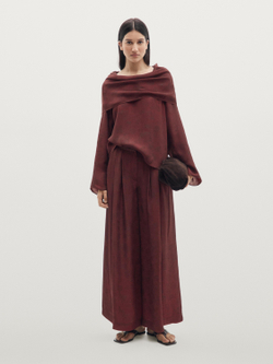 Massimo Dutti Блузка с объемным воротником, цвет жженого апельсина