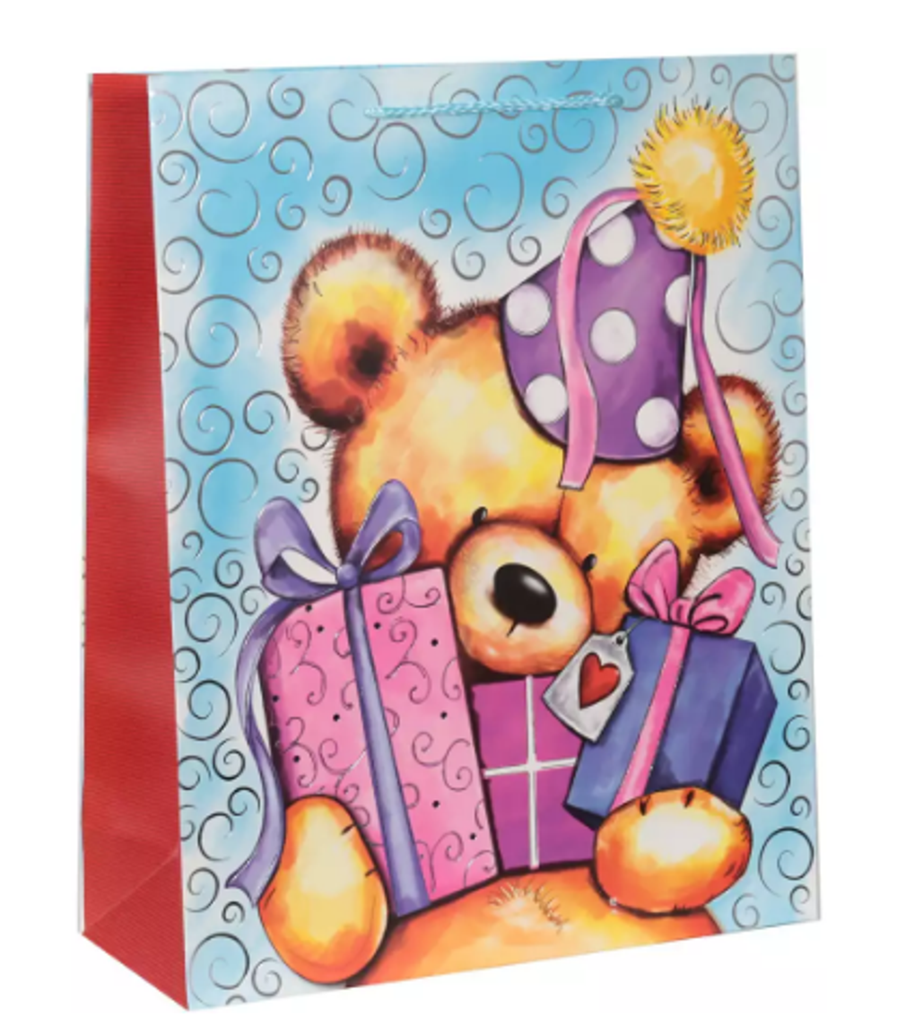 Пакет подарочный 42*31*12 см. Мишка с подарками YM-2020