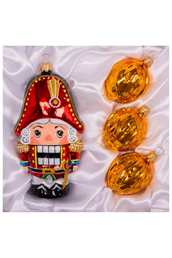 Набор стеклянных елочных игрушек Сувенир - Щелкунчик 5-12 см, 4 шт