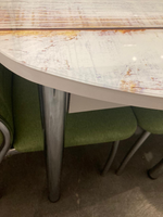 Стол раздвижной стеклянный подстолье прямое хром Царг.пояс белый Ст-ца прованс (белый) ф/п