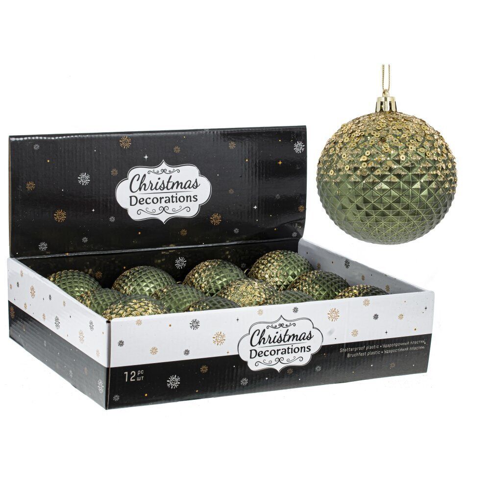GAEM Набор из 12шт Украшение новогоднее "Шар", D 8 см, L35 W27 H8,5 см