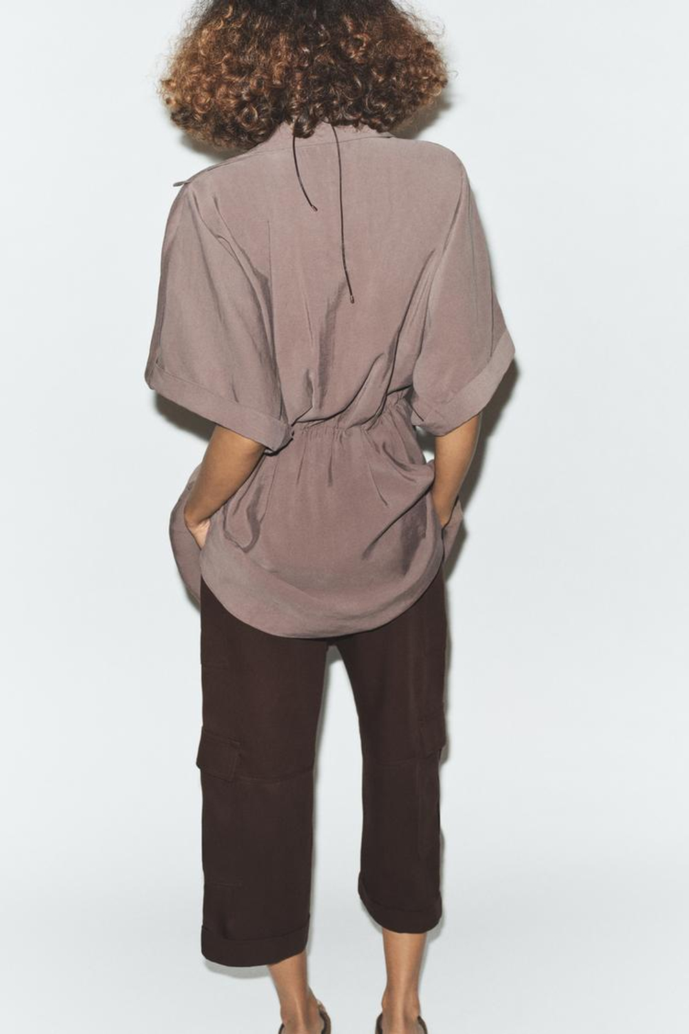 ZARA КОРОТКОЕ ПЛАТЬЕ НА ЗАПАХ, КОРИЧНЕВЫЙ