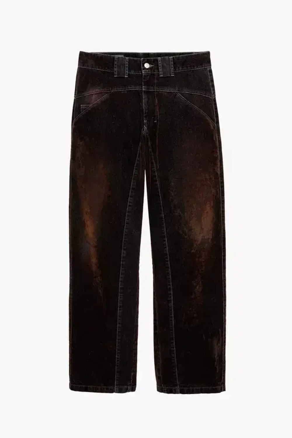 ZARA X STEFANO PILATI КОНТРАСТНЫЕ БАРХАТНЫЕ ДЖИНСЫ, ТЕМНО-КОРИЧНЕВЫЙ
