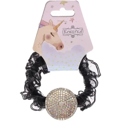 Резинка для волос 1шт «ЕЖЕВИКА», круг, микс 5 цветов, d-5см (подвес Единорог)