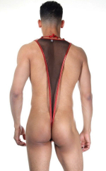 Сексуальное мужское боди с блестящими элементами