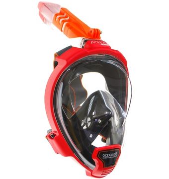 Маска полнолицевая Oceanreef ARIA QR+ для сноркелинга, с держателем камеры черный/красный