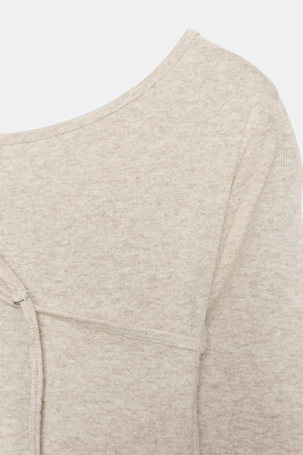 ZARA ФУТБОЛКА С ДВОЙНОЙ ПРЯЖКОЙ, ПЕСОЧНЫЙ МЕЛАНЖ