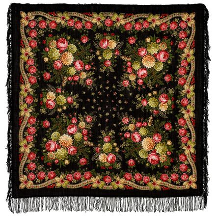 Павловопосадский платок Черные глаза 1194-18