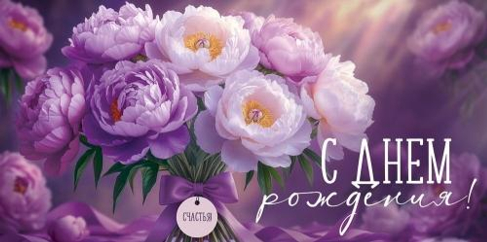 Конверт для денег "С Днем рождения!" (букет пионов) 3.0001789