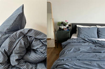 КПБ Дуэт ВАРЕНЫЙ ХЛОПОК "Джинс полоса"