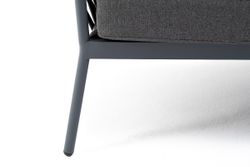 "Диего" диван 2-местный плетеный из роупа, каркас алюминий темно-серый (RAL7024) муар, роуп темно-серый круглый, ткань темно-серая 027