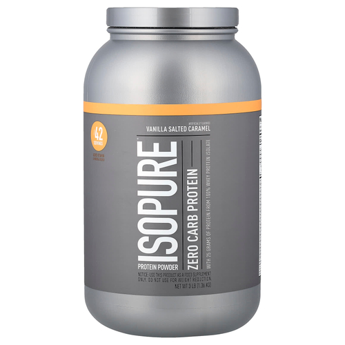 Isopure, протеиновый порошок без углеводов, со вкусом ванили и соленой карамелью, 1,36 кг (3 фунта)